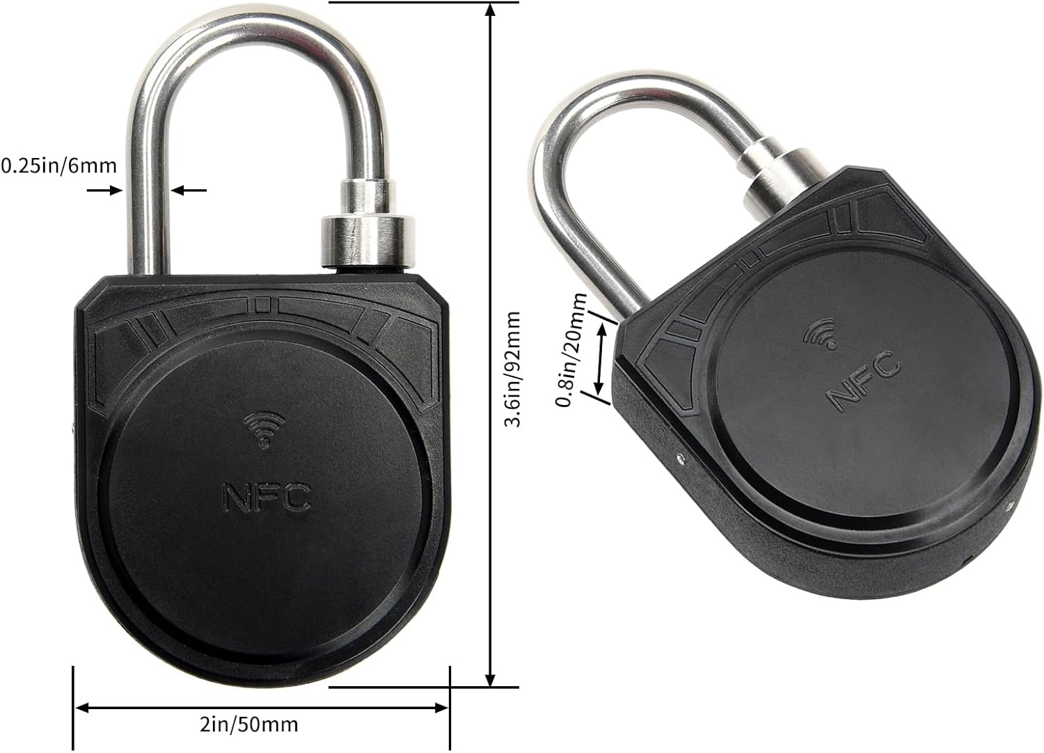 Battery-Free NFC Padlock, Smart Keyless Mobile App Unlocking Padlock, Waterproof Anti-Theft Security Lock, Fit for Storage Cabinet and Chain in Home, Office, School Dormitory, Outdoor (1)