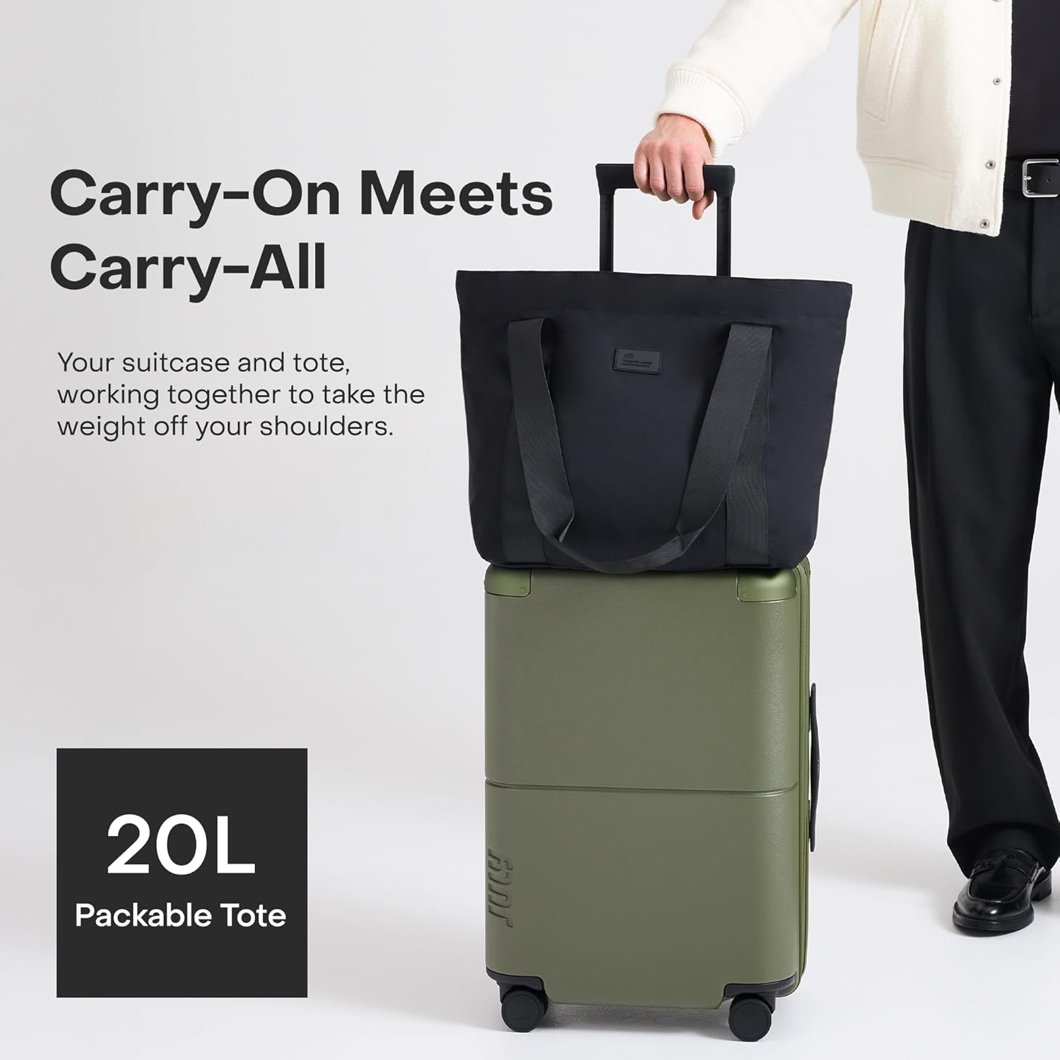 July Carry On Max Expandable - 21.5" Airline Approved Carry On Luggage with Travel Tote, Rolling Suitcase for Men & Women - TSA Lock Spinner Suitcase, Silent Wheels, Expansion Zip - Moss - Image 4