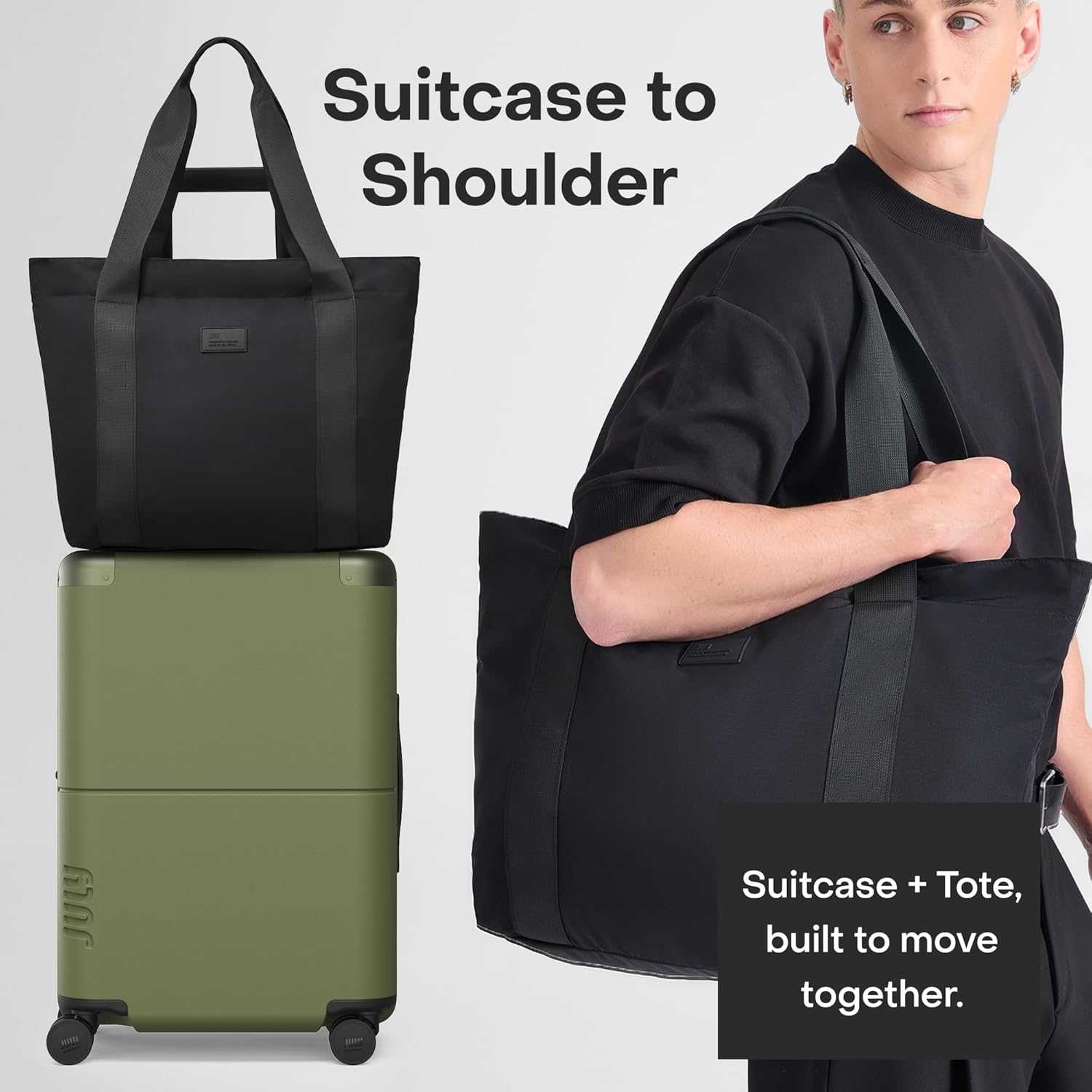 July Carry On Max Expandable - 21.5" Airline Approved Carry On Luggage with Travel Tote, Rolling Suitcase for Men & Women - TSA Lock Spinner Suitcase, Silent Wheels, Expansion Zip - Moss - Image 5