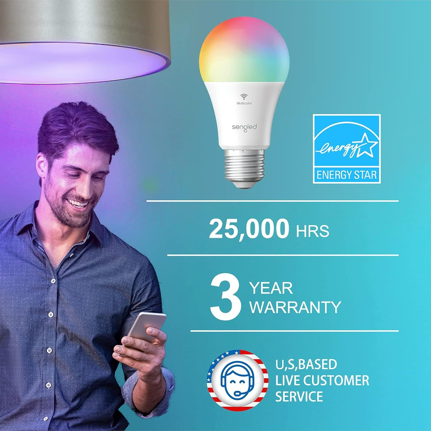Alternative view of Sengled Smart Bulb, Color Changing Smart Bulbs Compatible with Google Assistant, WiFi Light Bulbs No Hub Required A19 RGB Multicolor LED Light Bulb 60W Equivalent 800LM, 2 Pack