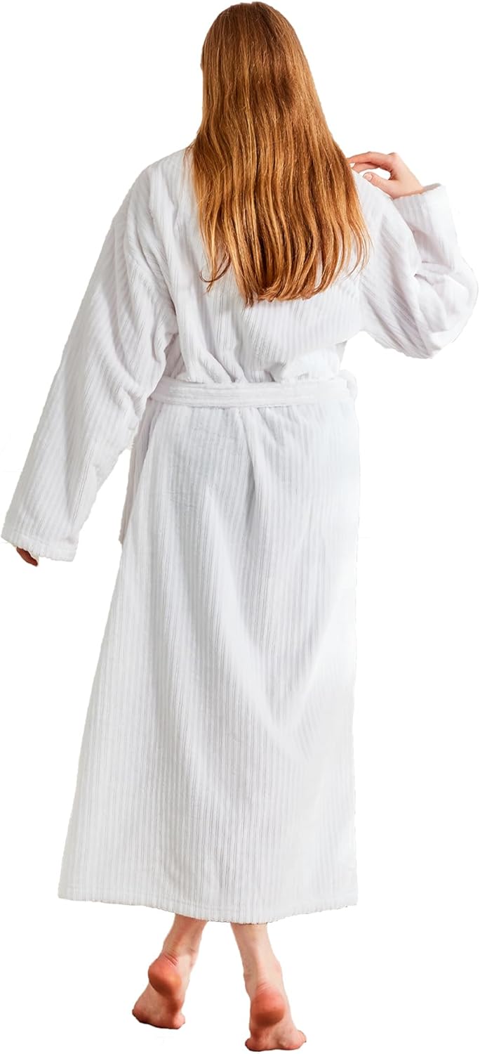 Serenhom Womenu2019s Plush Soft Fleece Robe u2013 Fluffy Warm Jacquard Bathrobe, Cozy Loungewear for Spa, Sleep, and Relaxation - Image 3