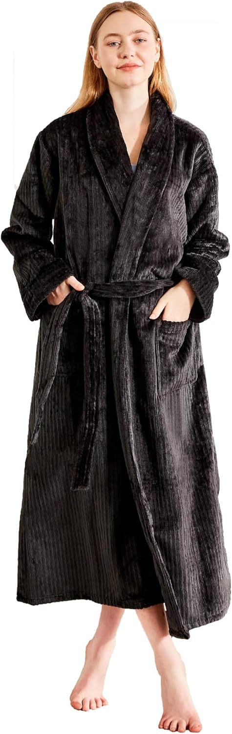 Serenhom Womenu2019s Plush Soft Fleece Robe u2013 Fluffy Warm Jacquard Bathrobe, Cozy Loungewear for Spa, Sleep, and Relaxation - Image 6