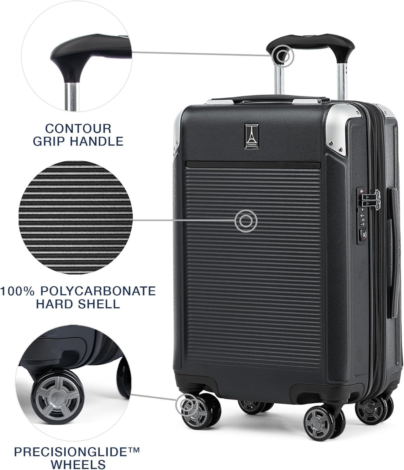 Alternative view of Travelpro Platinum Elite Hardside Expandable Carry on Luggage, 8 Wheel Spinner, TSA Lock, Hard Shell Polycarbonate Suitcase, Shadow Black, Carry on 21-Inch