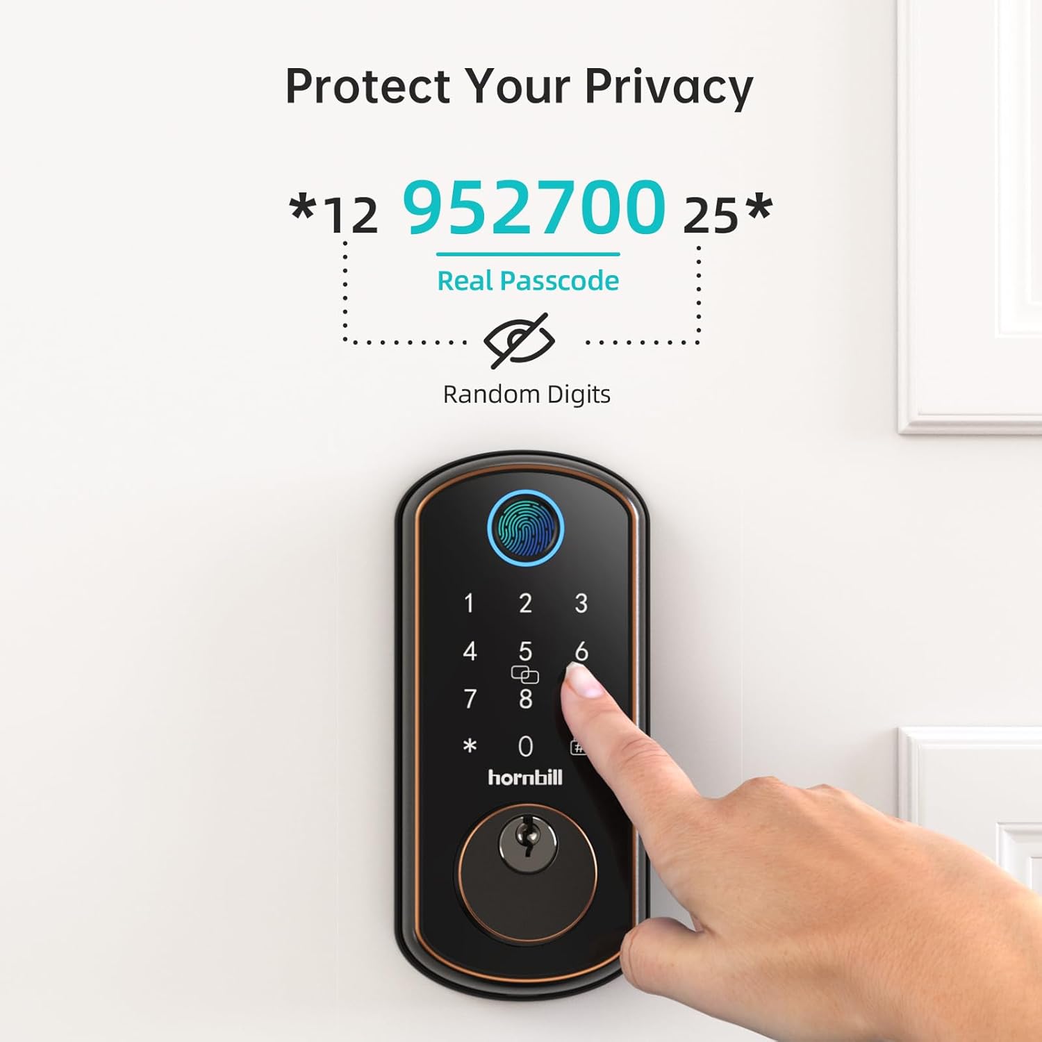 Alternative view of Smart Front Door Lock Set: Hornbill WiFi Keyless Entry Door Lock Deadbolt with Handle Set with 2 Knobs Alexa Bluetooth Remote Code for Home Oil Rubbed Bronze