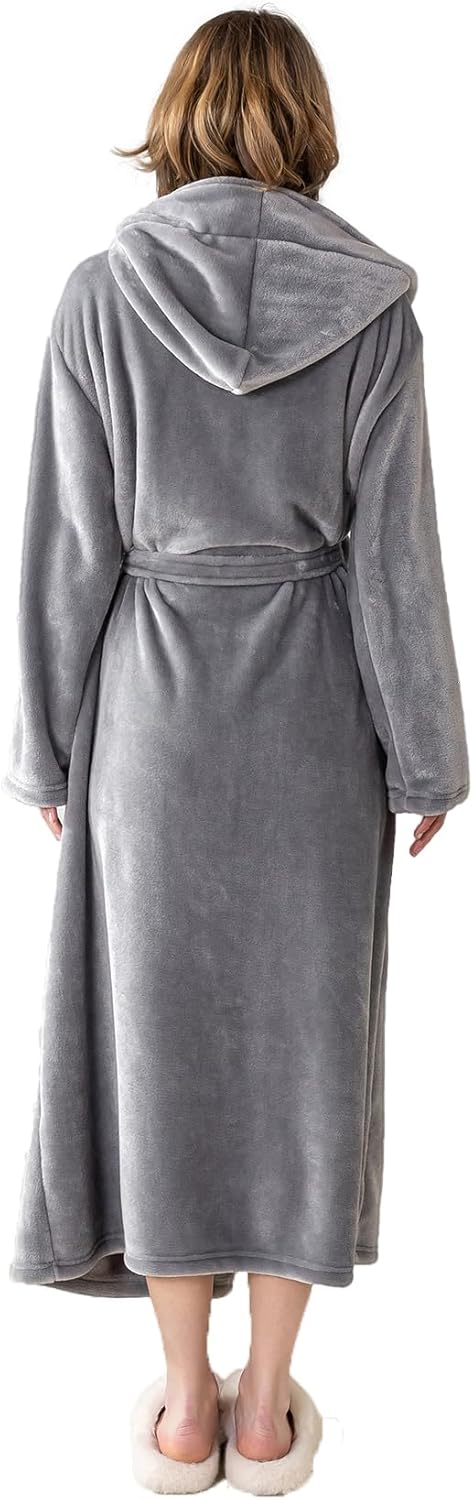 Alternative view of KORBLISS Robes for Women - Hooded Plush Fleece Bathrobe with Sash & Pockets, Full-Length Lightweight Spa Robe