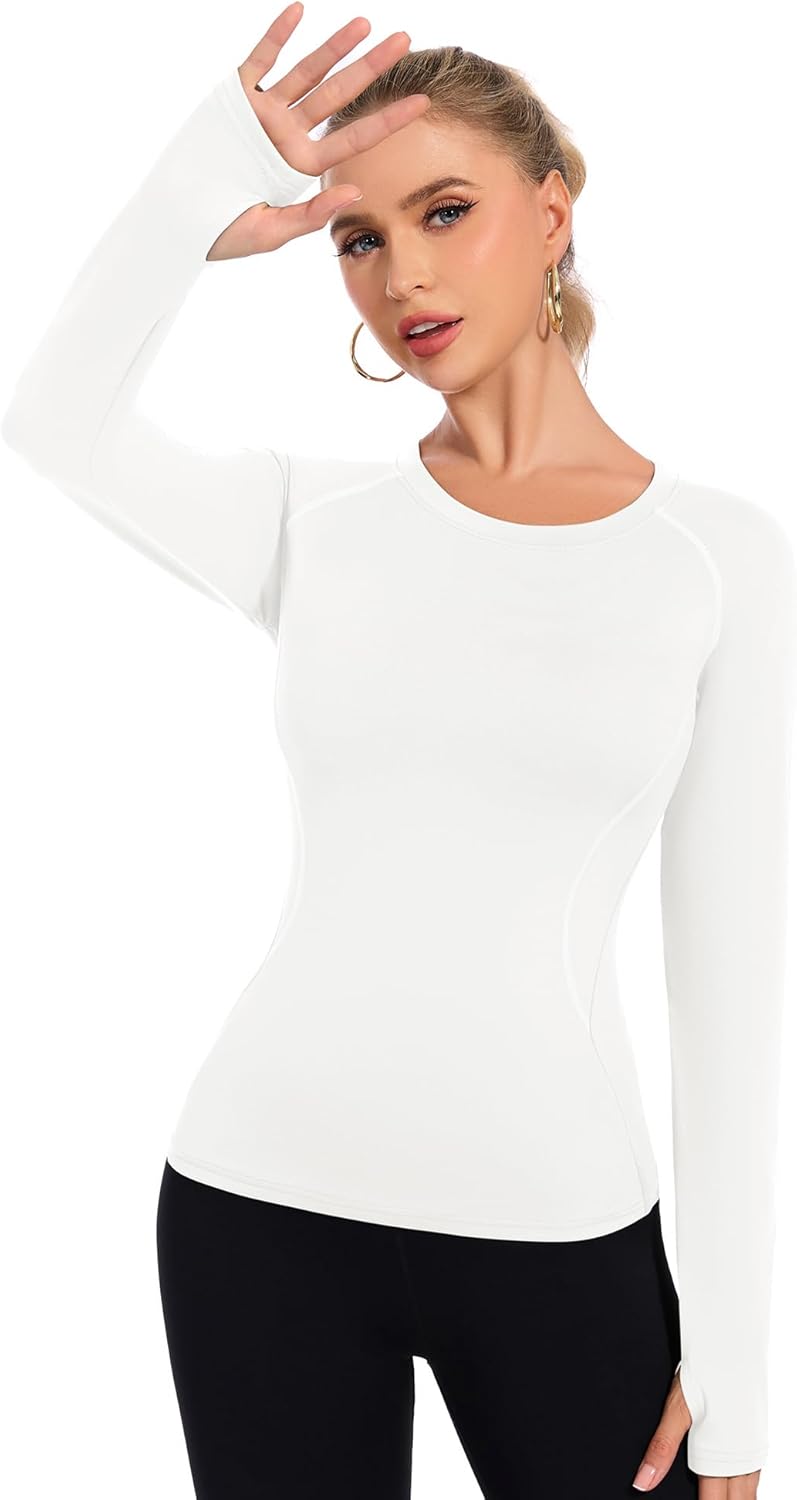 Alternative view of Loovoo Workout Tops for Women 1/2 Pack Long Sleeve Athletic Shirts with Thumb Holes Breathable Quick Dry Yoga T-Shirts