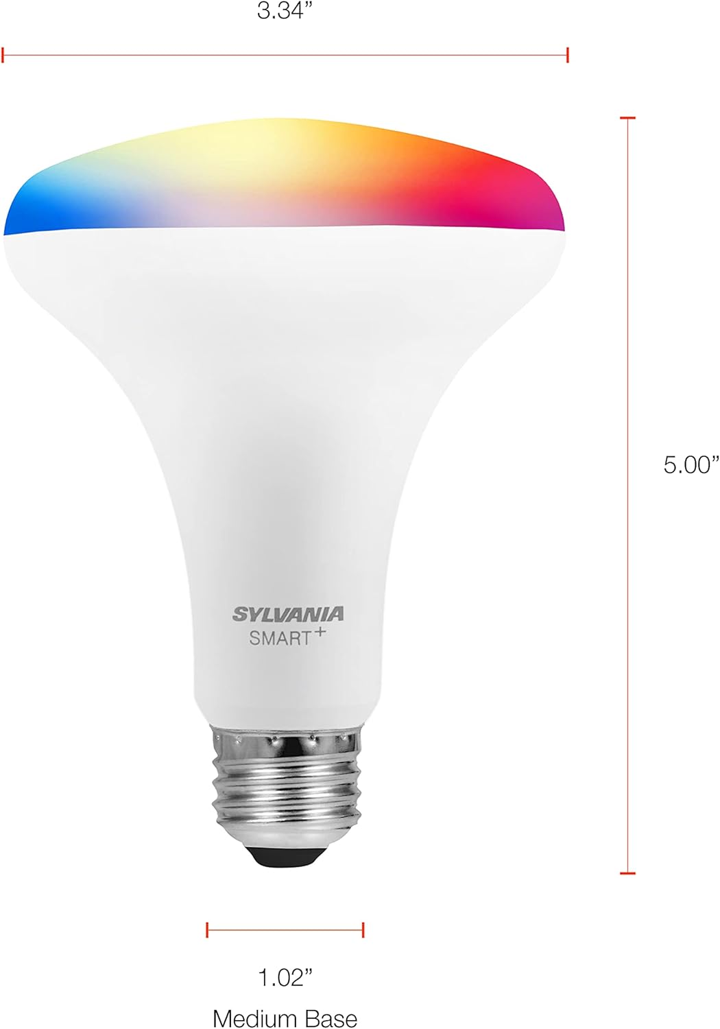 Sylvania Bluetooth Mesh LED Smart Light Bulb, BR30 65W, E26, RGBW Full Color & Adjustable White, Works with Alexa Only - 2 Pack (75762)