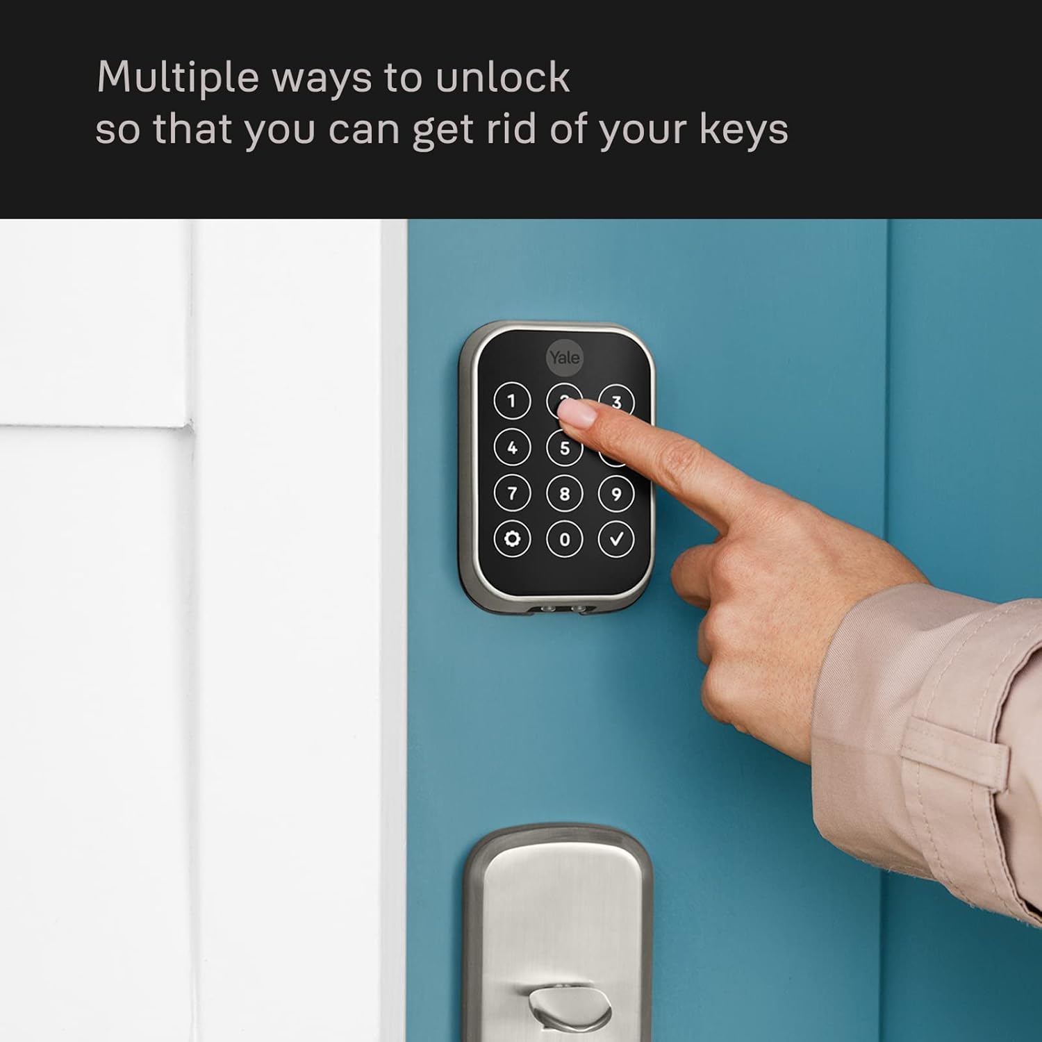 Alternative view of Yale Assure Lock 2 Key-Free Touchscreen with Wi-Fi and Ridgefield Handle in Satin Nickel