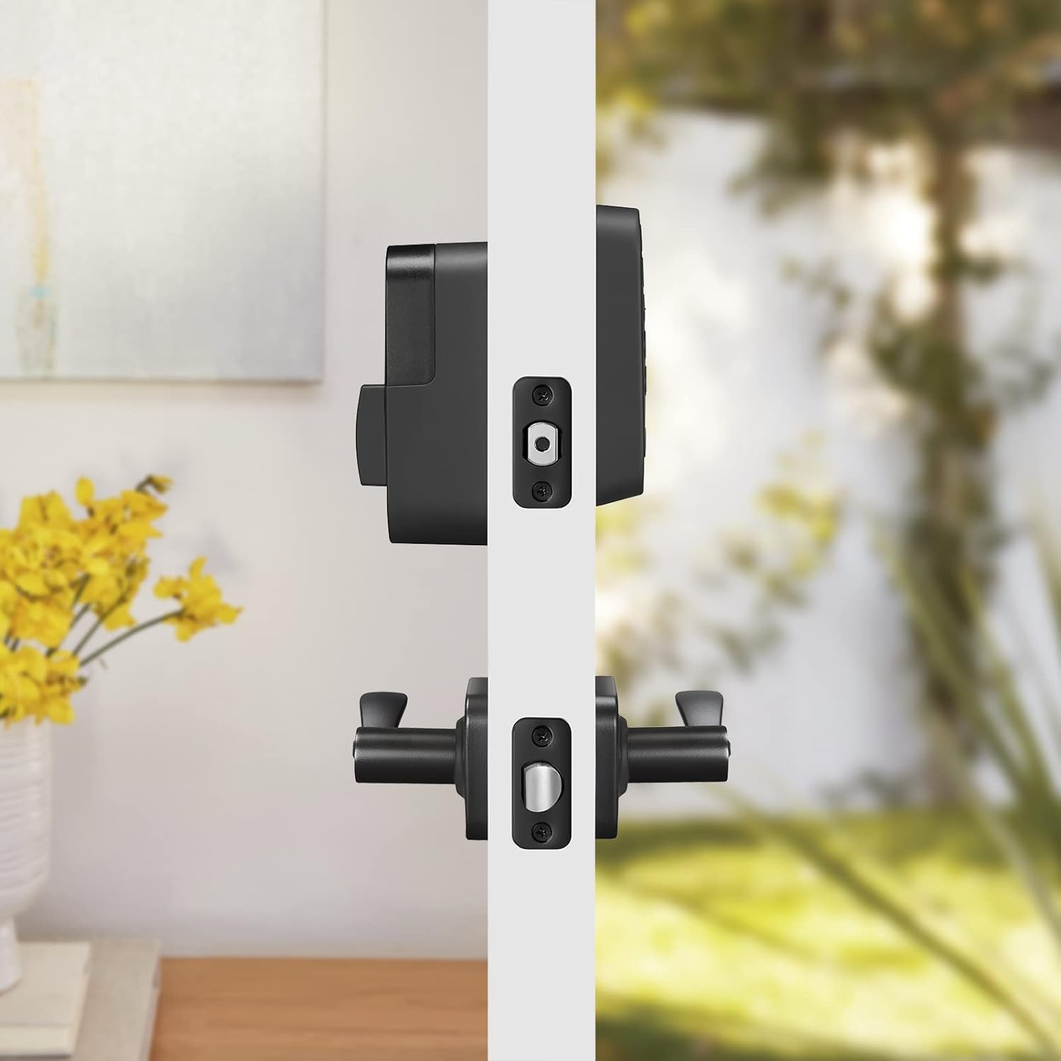 Alternative view of Yale Security Assure Lock 2 Keypad with Wi-Fi and Norwood Lever in Black Suede