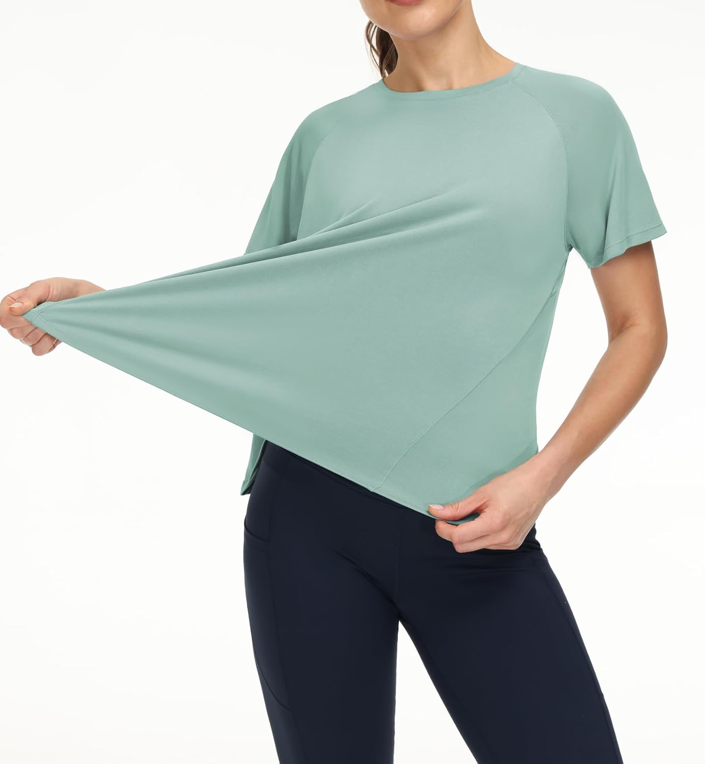 Alternative view of THE GYM PEOPLE Women's Short Sleeve Workout Shirts Breathable Yoga T-Shirts with Side Slits Athletic Tee Tops