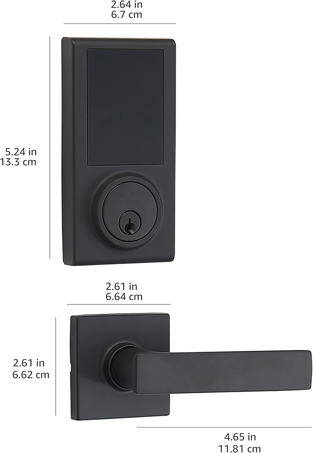 Amazon Basics Grade 3 Electronic Touchscreen Deadbolt Door Keypad Lock with Passage Lever, Matte Black, 133mm H Uppper x 65.3mm H Lower