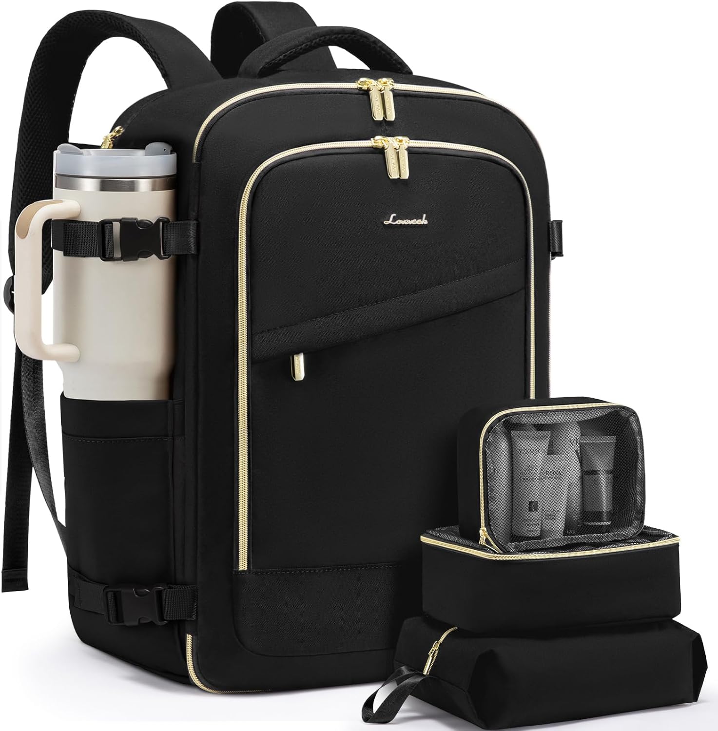 LOVEVOOK Travel Backpack for Women, 40L Carry On Backpack Flight Approved, Large Personal Item Bag Fits 17 inch Laptop, TSA Approved Luggage with 3 Packing Cubes,Waterproof Weekender Gym Daypack - Image 7