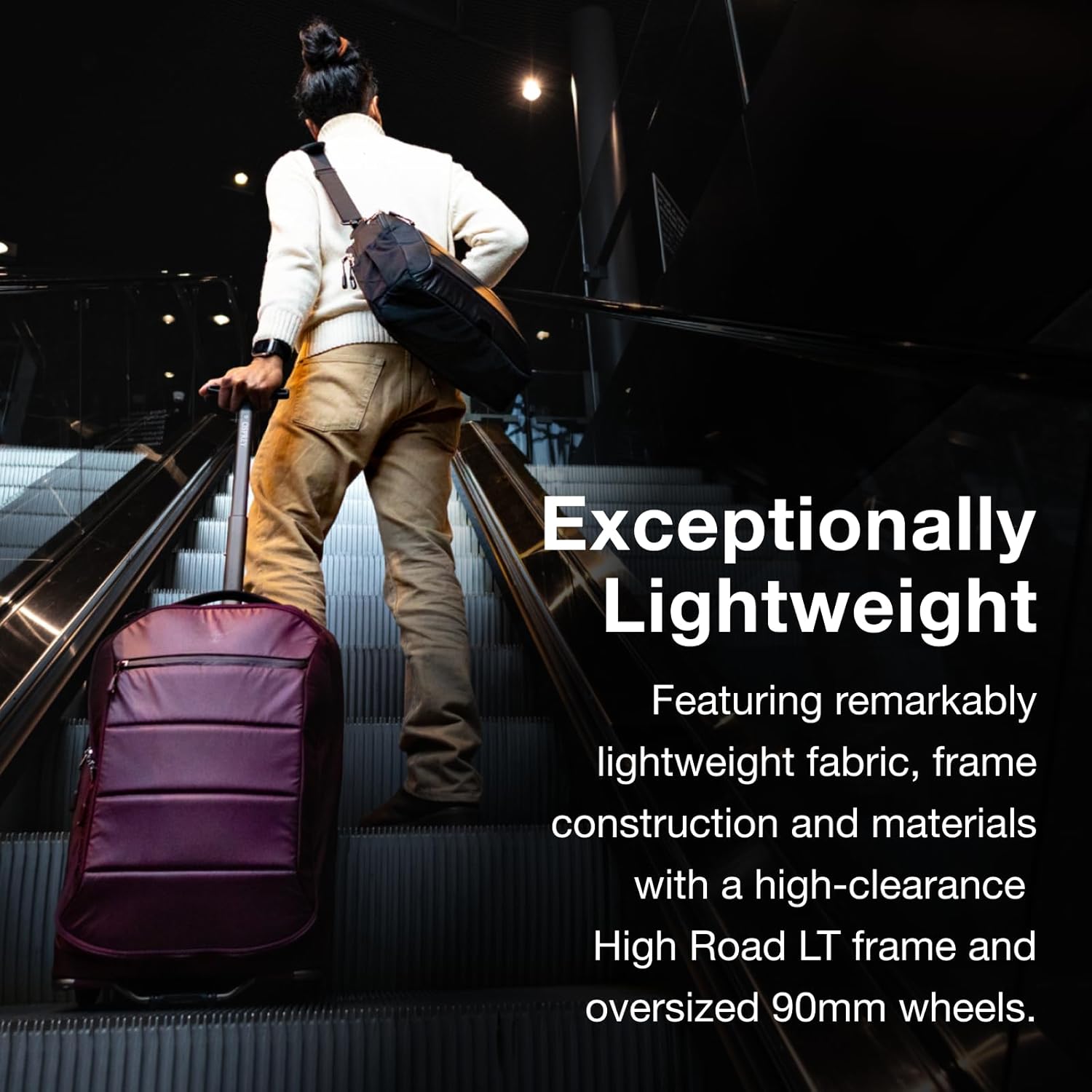 Alternative view of Osprey Ozone 2-Wheel Carry-On - Lightweight Carry-On Luggage with Oversized Wheels and Trolley Handle - Rolling Travel Suitcase for Air Travel, Overhead Compartments and Weekend Trips, Black