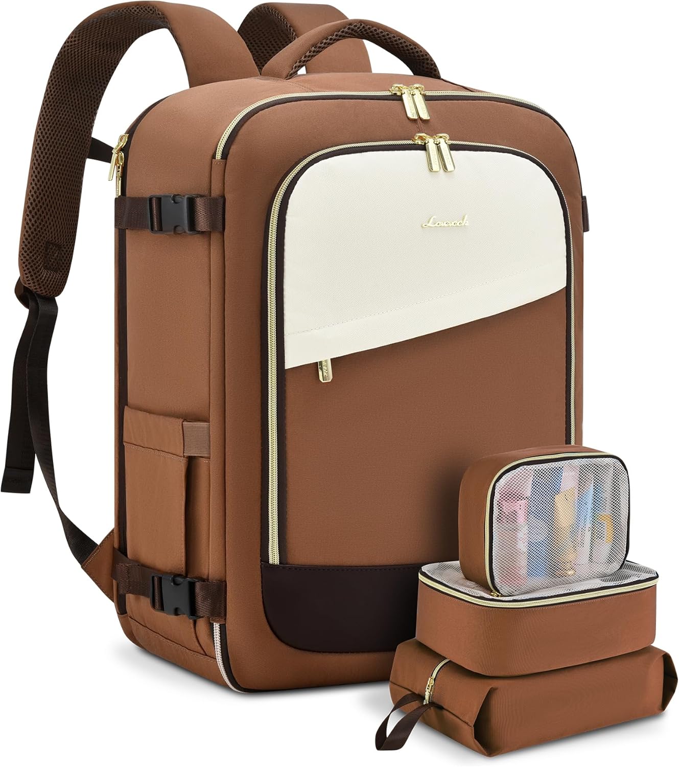 LOVEVOOK Travel Backpack for Women, 40L Carry On Backpack Flight Approved, Large Personal Item Bag Fits 17 inch Laptop, TSA Approved Luggage with 3 Packing Cubes,Waterproof Weekender Gym Daypack - Image 8