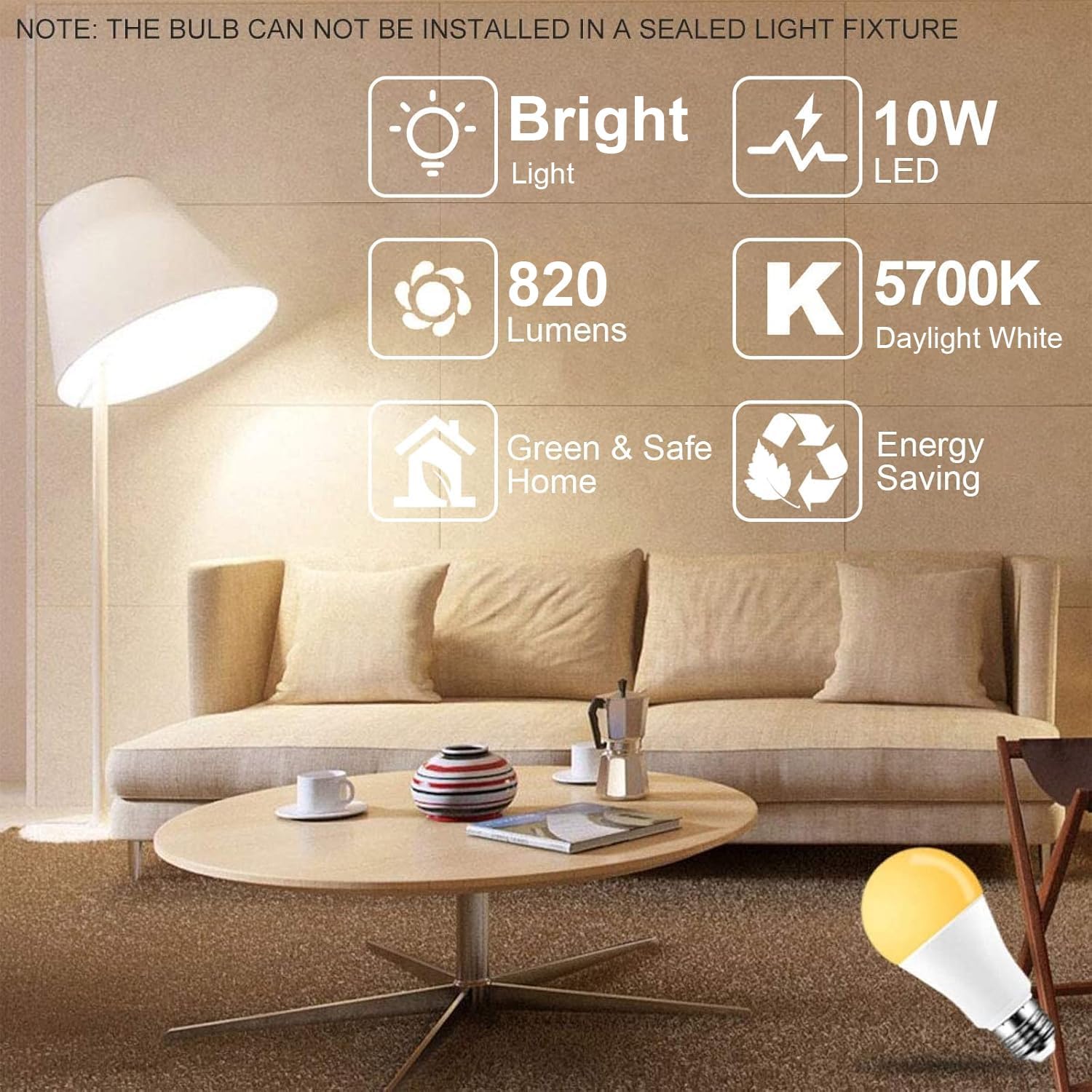 SUNNEST LED Color Changing Light Bulb, 820LM Dimmable E26 10W RGBW, Mood Light Bulb with Timing Remote, 120 Colors Screw Base Lights for Home Decor, Bedroom, Stage, Party