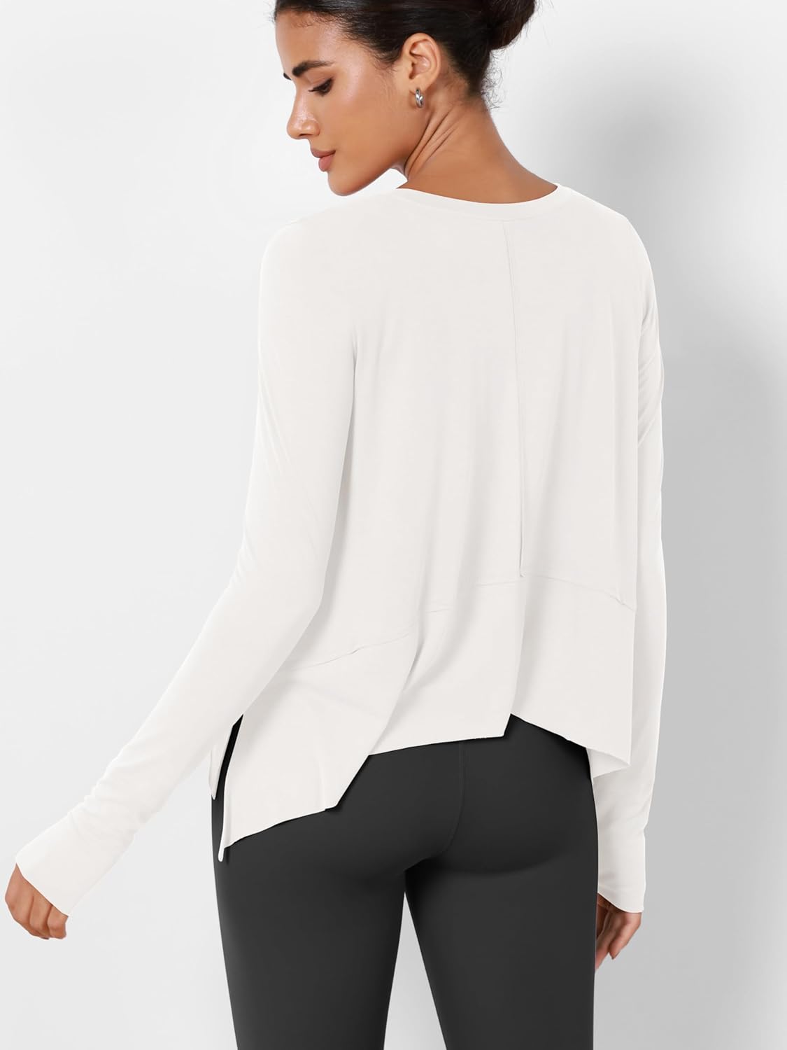 ODODOS Long Sleeve Tee for Women with Thumb Hole Athletic Gym Workout Crop Tops Yoga Shirts