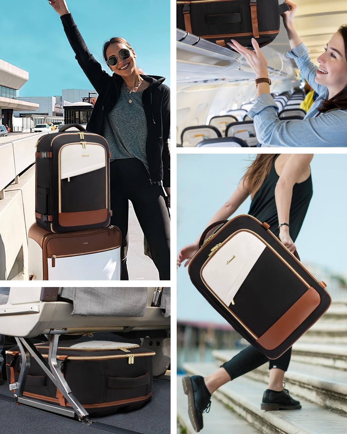 LOVEVOOK Travel Backpack for Women, 40L Carry On Backpack Flight Approved, Large Personal Item Bag Fits 17 inch Laptop, TSA Approved Luggage with 3 Packing Cubes,Waterproof Weekender Gym Daypack - Image 6