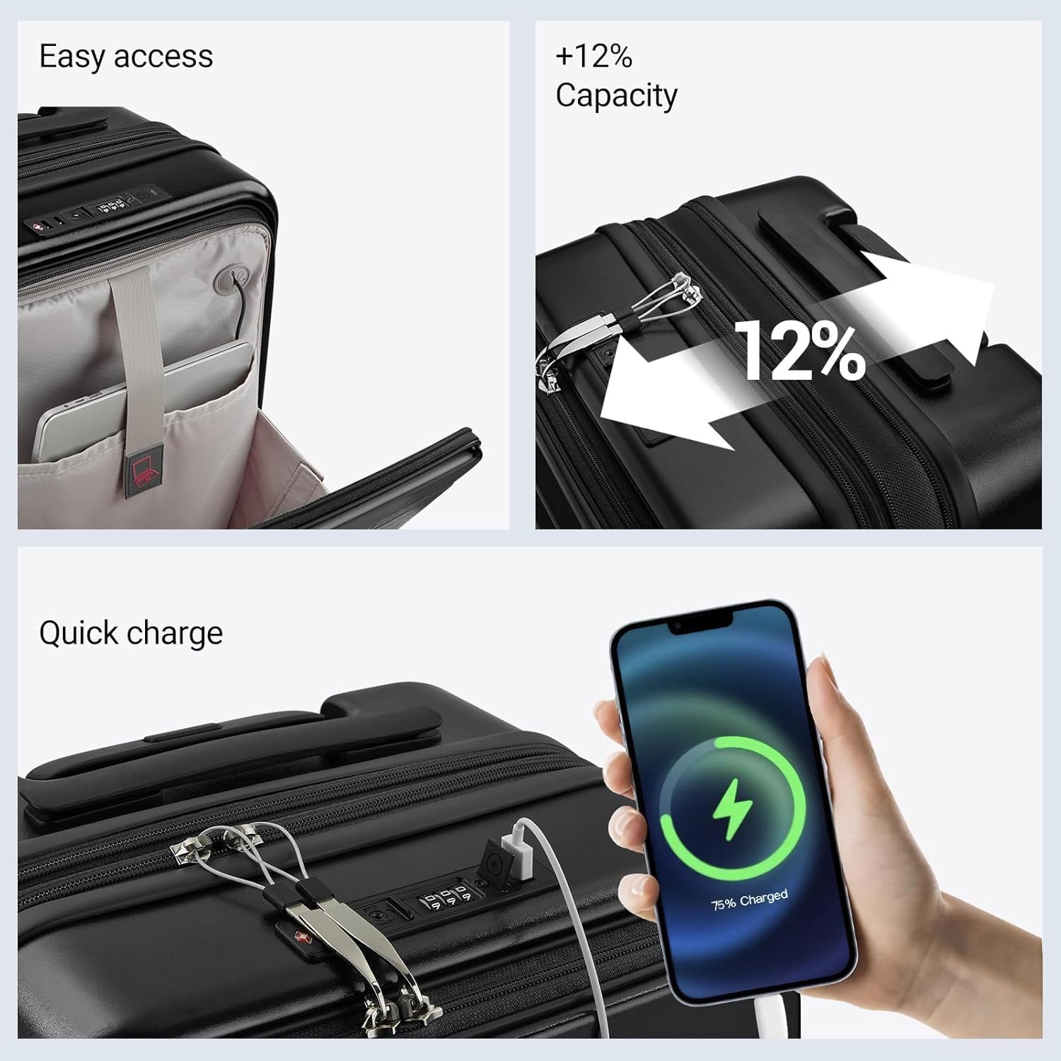 Alternative view of cllson Carry On Luggage with Top Opening, Expandable with Laptop Compartment and USB Charging Port, Lightweight with Front Pocket Rolling Suitcases with Spinner Wheels for Valentine Gifts
