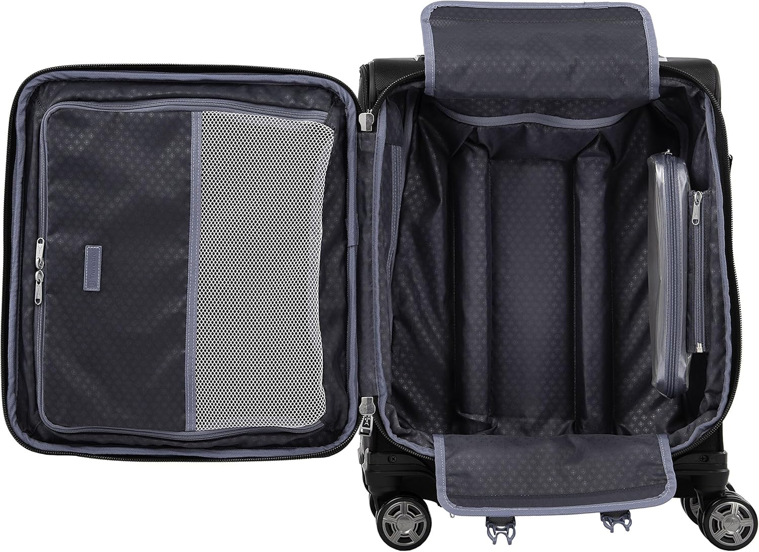 Alternative view of Travelpro Platinum Elite Softside Expandable Carry on Luggage, 8 Wheel Spinner Suitcase, USB Port, Men and Women, International, Shadow Black, Carry On 19-Inch