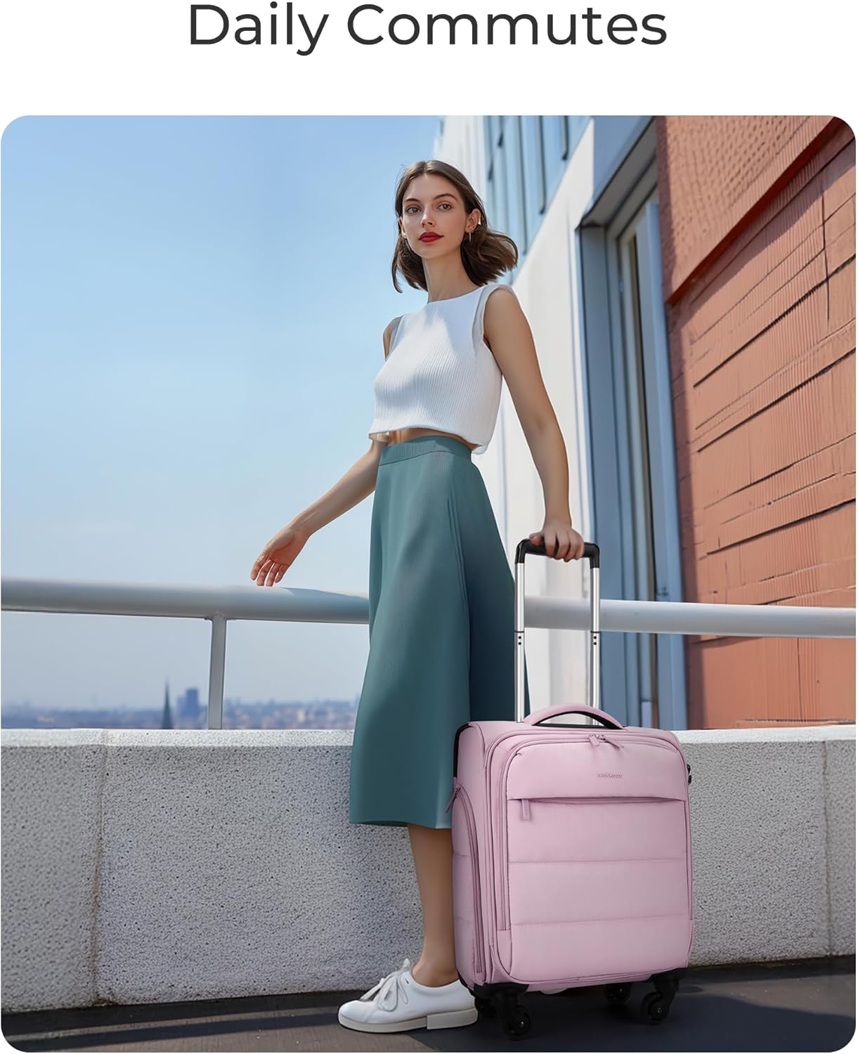 BAGSMART Underseat Carry on Luggage with Wheels, Soft Underseat Travel Luggage with PVC Wet/Dry Pockets, Lightweight Soft Personal Item Suitcase for Short Trip, Pinkish Purple