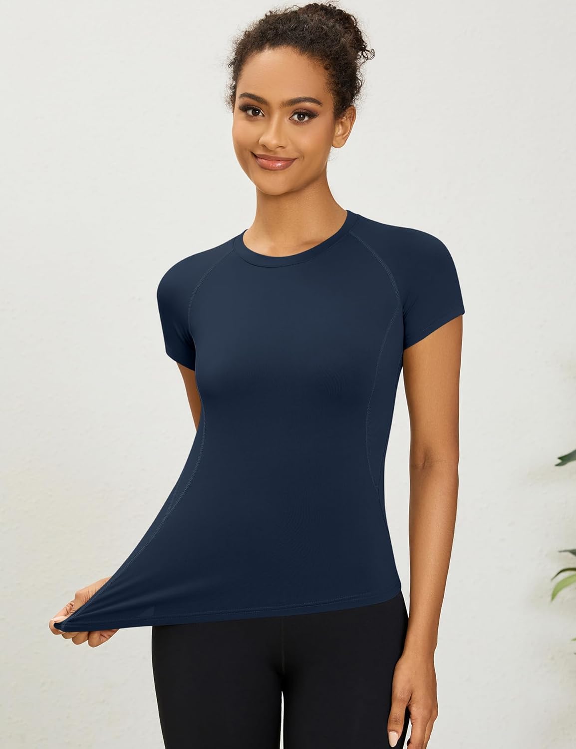 LOMON Womens Workout Tops Short Sleeve Raglan Athletic Shirts Yoga Gym Crewneck Quick Dry Tshirts