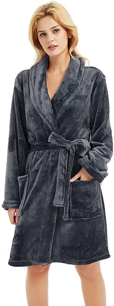 Alternative view of U2SKIIN Women Fleece Robe, Short Cozy Plush Robes for Womens Soft Shawl Collar Warm Spa Bathrobe