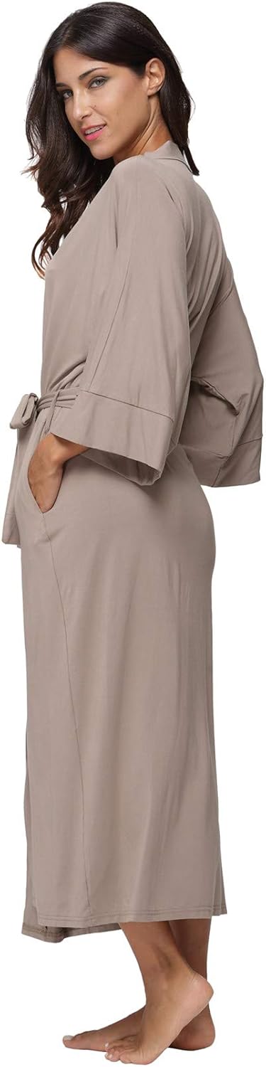 Alternative view of Women's Soft Robes Long Bath Robes Full Length Kimonos Sleepwear Dressing Gown,Solid Color