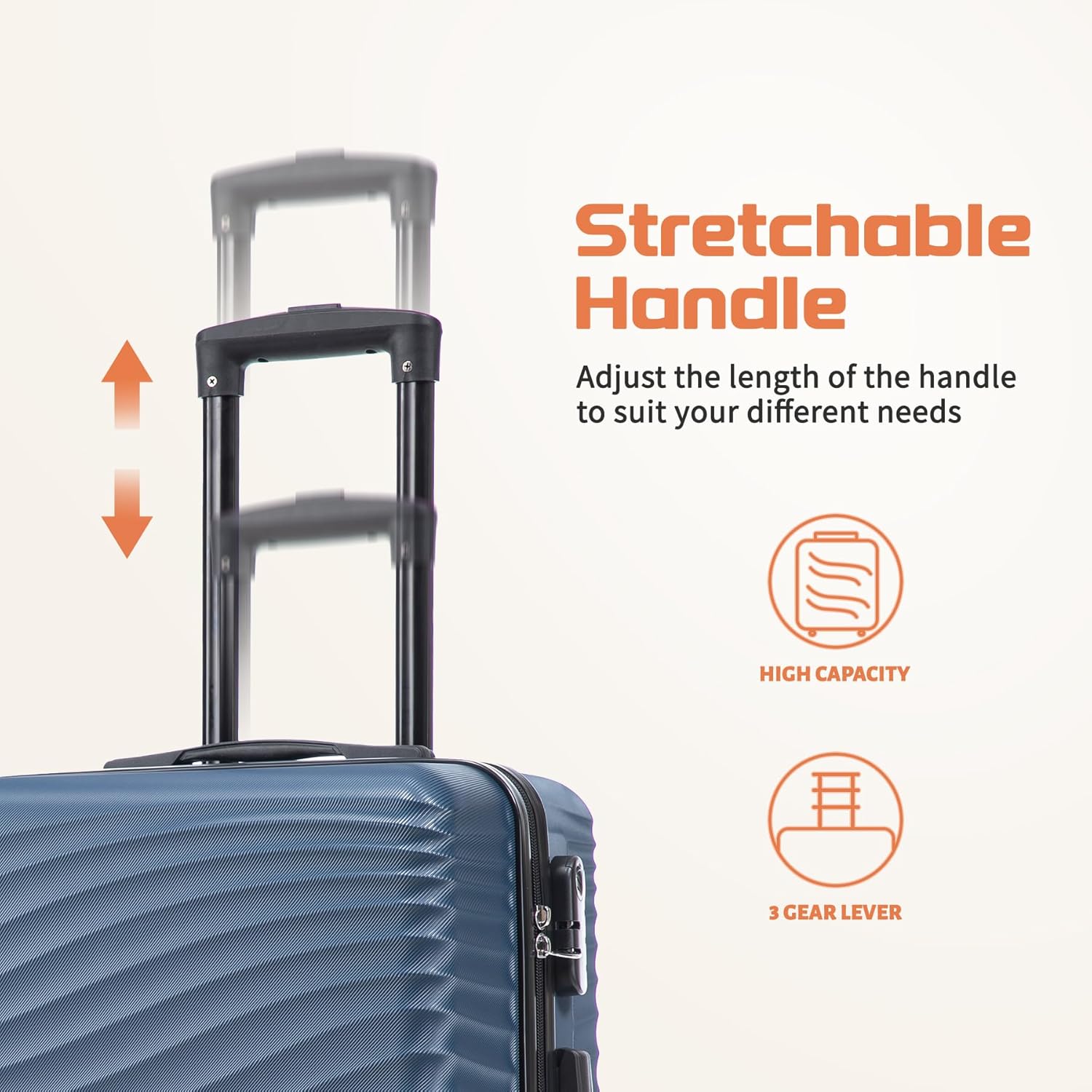 Rosamo Luggage Sets 3 Piece, ABS Suitcase Set (20/24/28), Hardside luggage with Spinner Wheels, Travel Luggage,14x8x9 Airline Approved Carry on, Lightweight Luggage with High-Security Lock