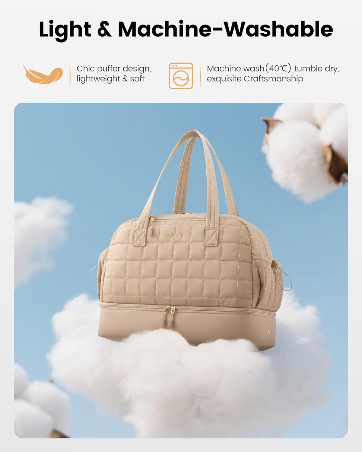 Alternative view of LOVEVOOK Large Travel Duffle Bag,Weekender Bags For Women with Shoe Compartment,Puffer Carry On Bags For Airplanes,Hospital Bag for Labor and Delivery,Overnight Bag With Toiletry Bag,Gym Tote Bag