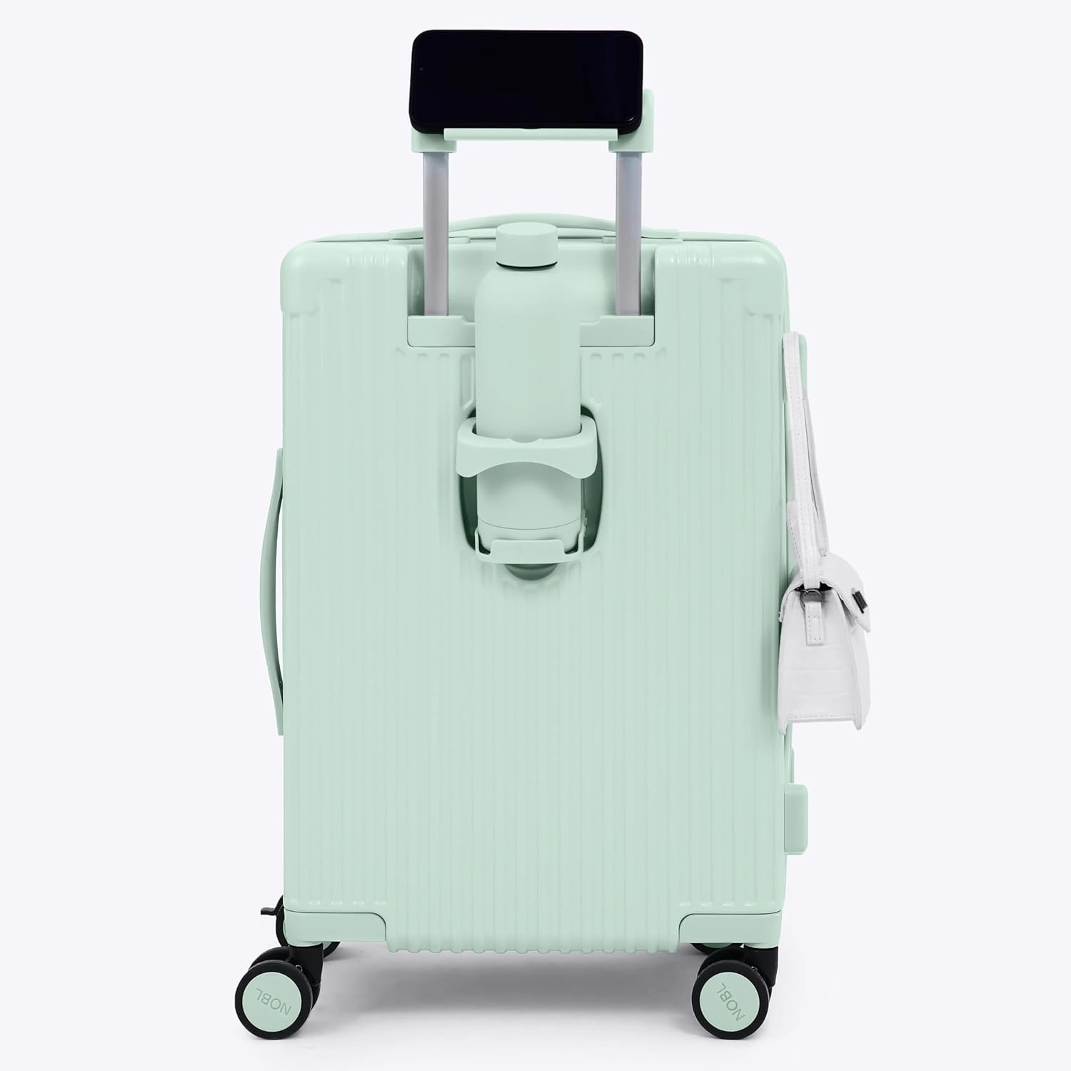 Alternative view of Nobl Travel Carry On Expandable Luggage, Noble Aluminum Frame PC Hard Shell Suitcase, 22.5u201Dx14.2u201Dx9.8u201D Airline Approved, 360° Spinner Wheels, TSA Locks, USB Charging, Cup & Phone Holder - Mint