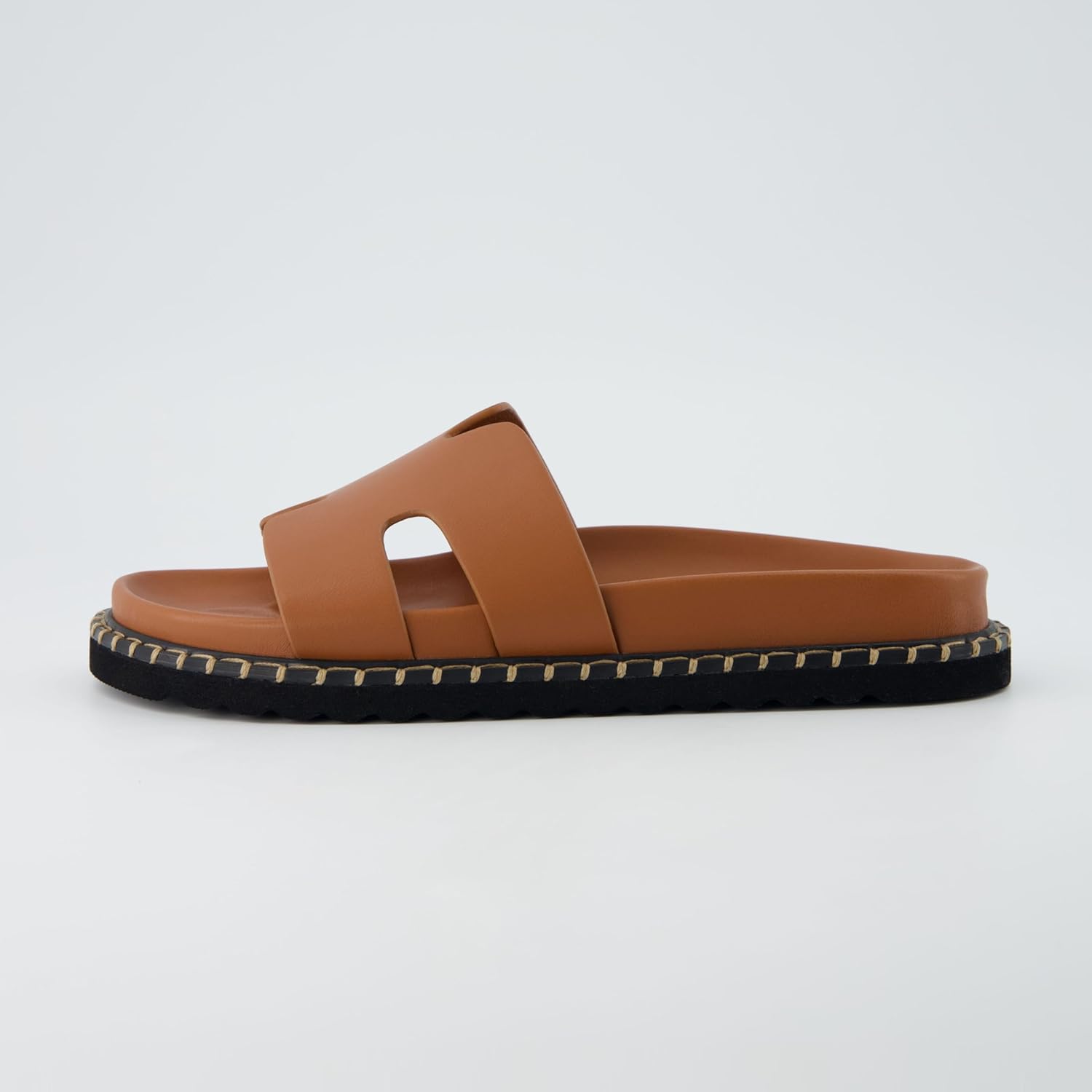 Alternative view of CUSHIONAIRE Crisp Womenu2019s Slide Sandal u2013 Faux Leather Cutout Slip-On with Artisan Stitching & Memory Foam, Wide Widths Available