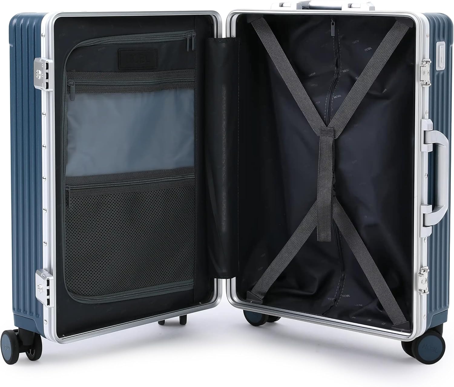 Alternative view of Nobl Travel Carry On Luggage, Noble Zipperless Aluminum Frame PC Hard Shell Suitcase, 20.8"x15"x8.7" Airline Approved, 360° Spinner Wheels, TSA Locks, USB Charging, Cup & Phone Holder - Midnight Blue