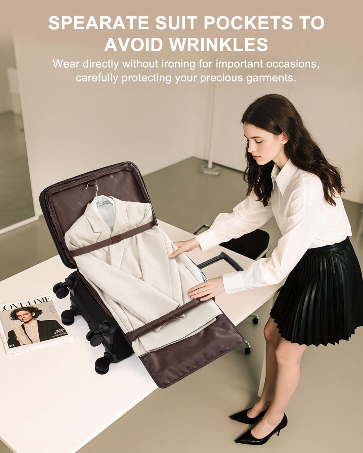 LOVEVOOK Carry on Suitcase 22x14x9 Airline Approved,20 inch Lightweight Waterproof Suitcases with 360° silent swivel wheels, TSA Lock and Compartment, Large Capacity travel Suitcase Black-gray-brown