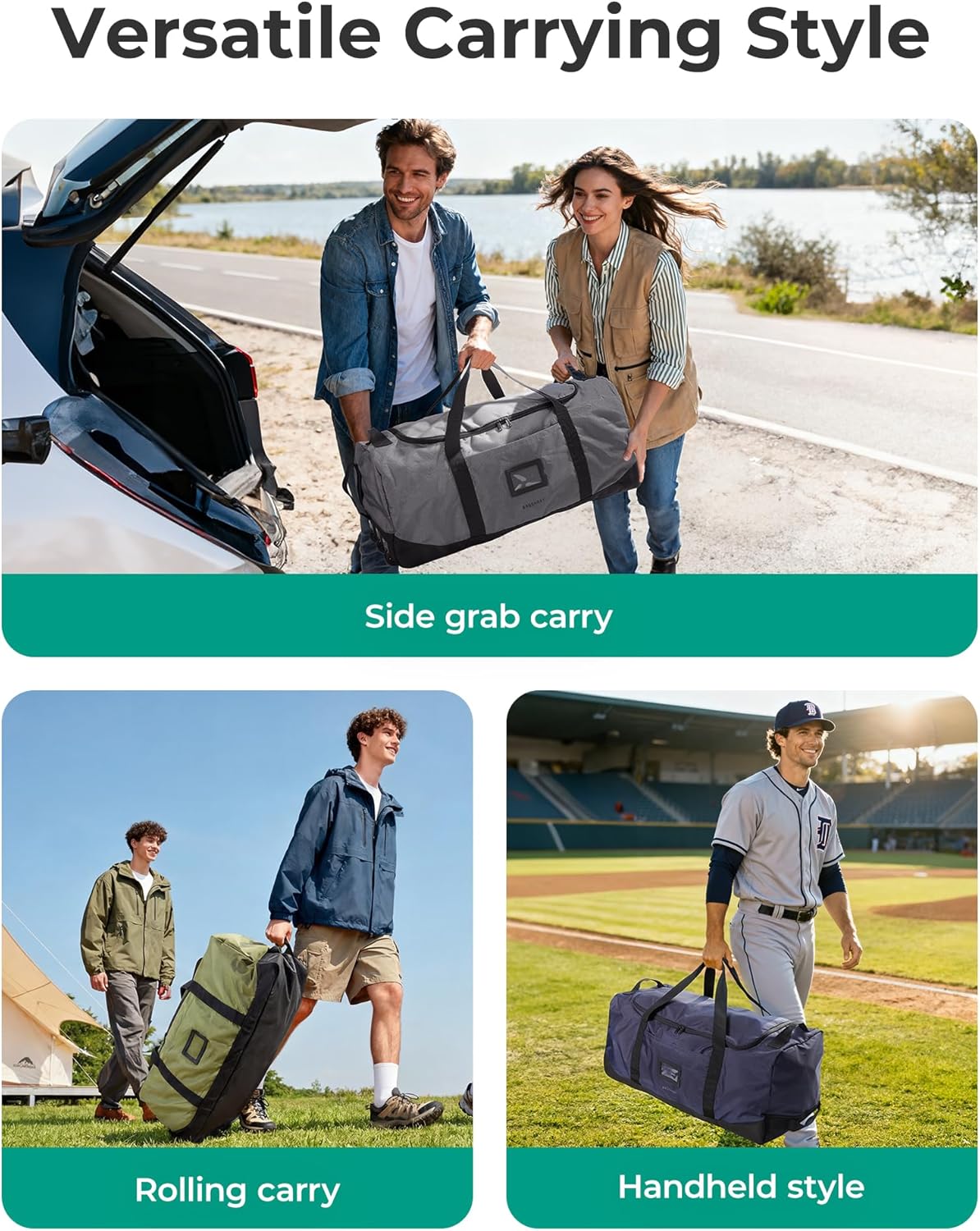 Alternative view of BAGSMART 83L Foldable Travel Bag, Large Duffle Bag for Travel, Duffel Luggage Bag for Sport College Camping, Water Resistant, Black