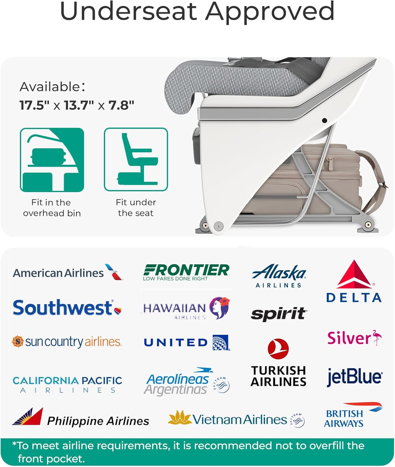 Alternative view of BAGSMART Small Underseat Carry on Luggage with Wheels, 16-inch Under Seat Luggage, Lightweight Travel Suitcase for Women, Personal Item Bag, Classic