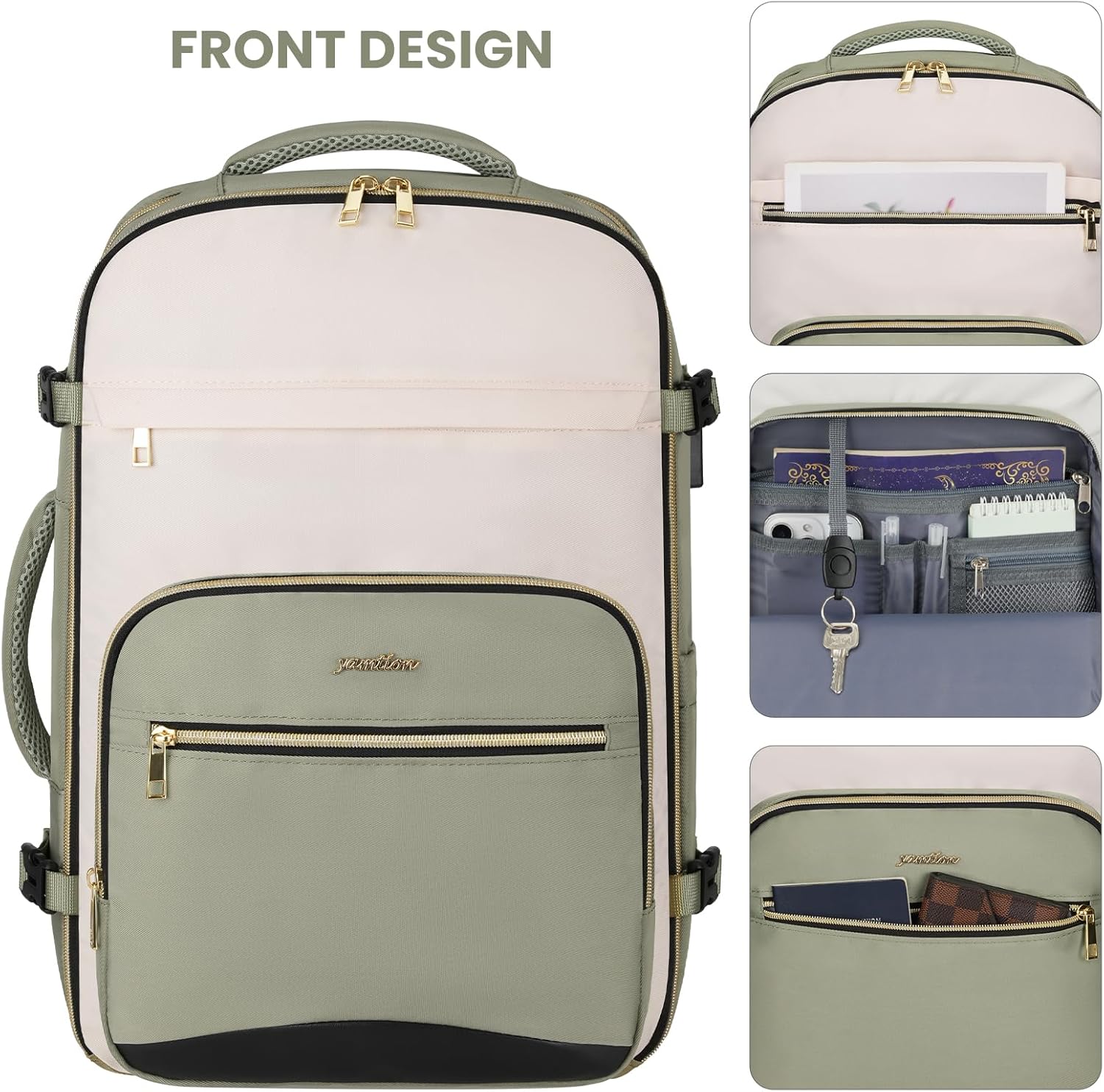 Alternative view of YAMTION 40L Large Travel Backpack for Women,Carry On Luggage with 4 Packing Cubes, Airline Approved Weekender Backpacks for Personal Items fits 17 Inch Laptop