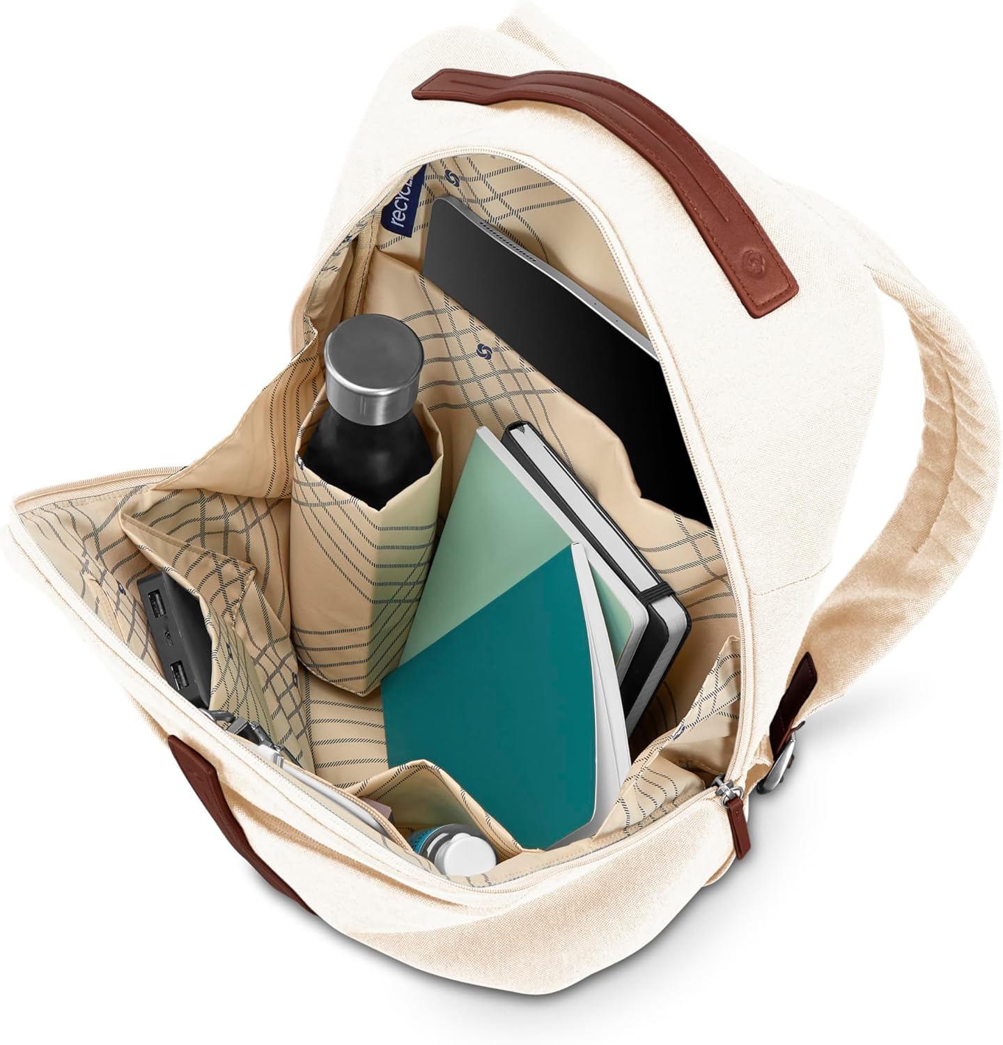 Samsonite Virtuosa Carry-On Travel Backpack with Padded Laptop Sleeve, Off White - Image 5