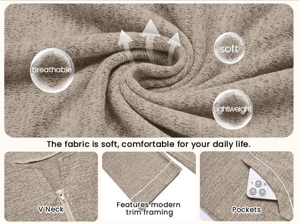 Ekouaer Zipper Robes for Women 3/4 Sleeve Bathrobe Lightweight House Coats for Women with Pockets Long Moo Moo Nightgown - Image 4