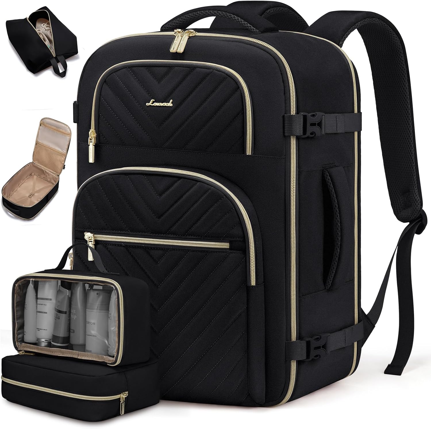 LOVEVOOK Travel Essentials Carry on Backpack 40L Travel Backpack for Women Men,Waterproof TSA Personal Item Travels Bag Airline Flight Approved,Large Carry on Luggage Laptop Backpack with Packing Cube - Image 9