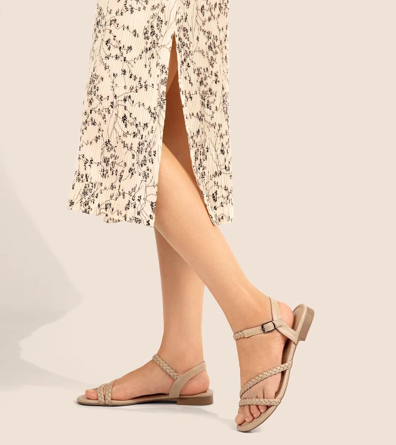 Greatonu Womenu2019s Flat Sandals Slip On Summer Gladiator Open Toe Braided Slingback Shoes