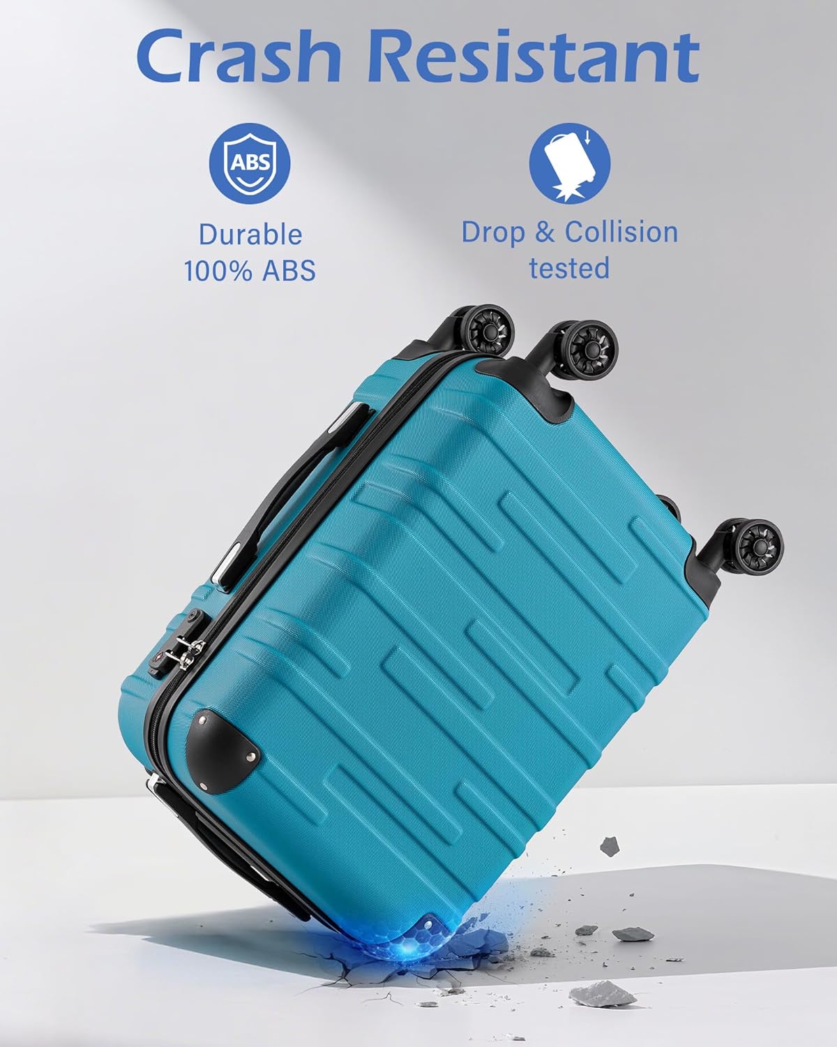 Alternative view of Coolife Hardside Checked Luggage with TSA Lock, Spinner Wheels, Telescopic Handle, Lightweight Suitcase (Silver, L(28in))