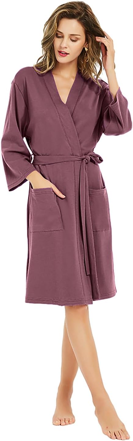 U2SKIIN Womens Robes, 100% Cotton Lightweight Robes 3/4 Sleeves Kimono Knit Soft Loungewear Short Bathrobe - Image 8