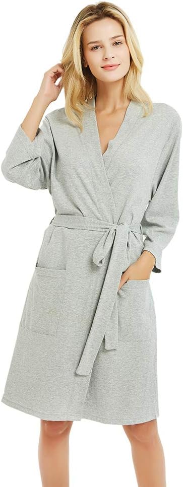 U2SKIIN Womens Robes, 100% Cotton Lightweight Robes 3/4 Sleeves Kimono Knit Soft Loungewear Short Bathrobe - Image 9