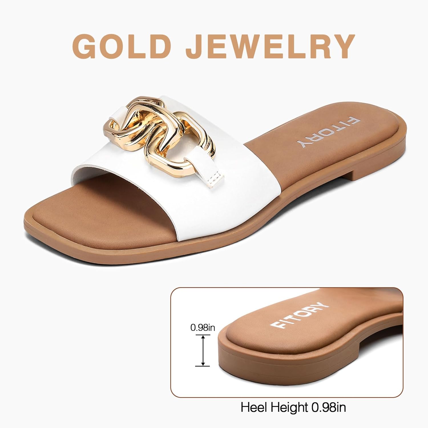 Alternative view of FITORY Women's Flat Sandals Fashion Slides With Soft Leather Slippers for Summer Size 6-11