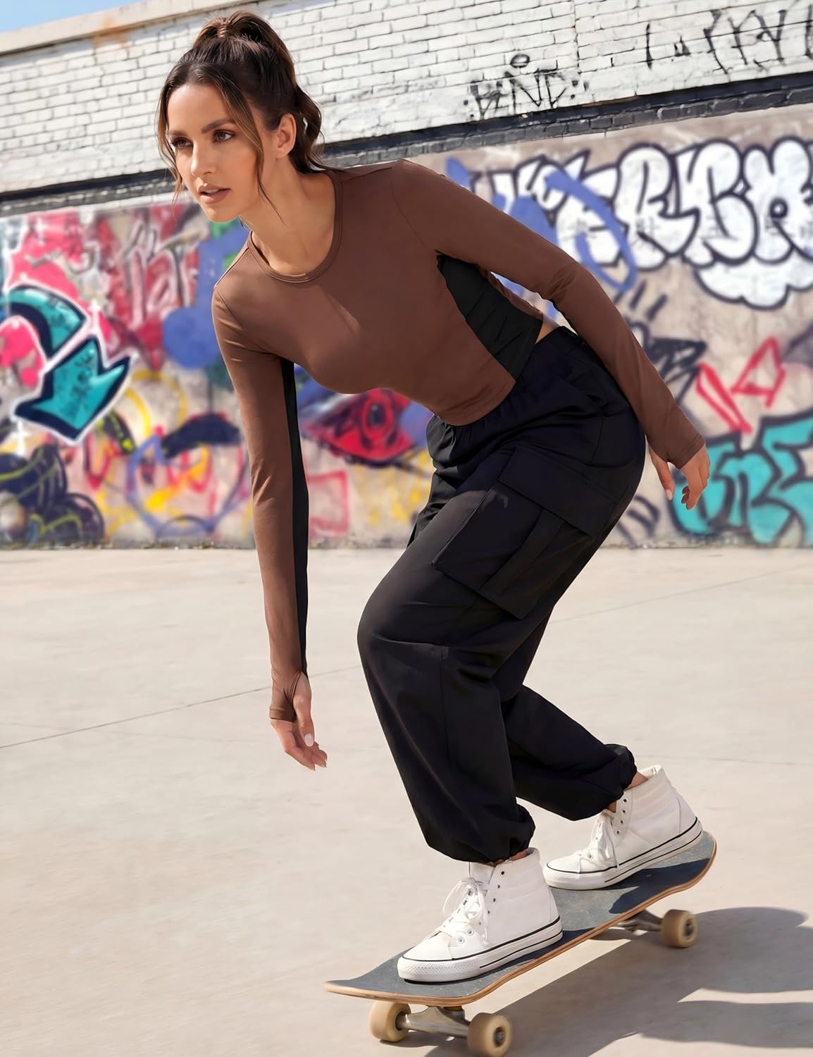 Alternative view of BMJL Womens Workout Tops Active Long Sleeve T Shirt Color Block Slimming Fall Shirts Gym Clothes Woman Blouses Outfits