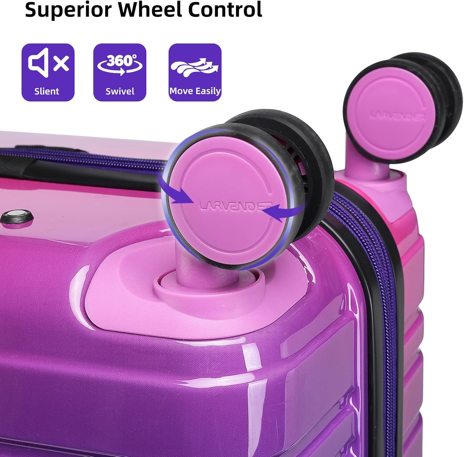 LARVENDER Carry on Luggage 22x14x9 Airline Approved Hardshell Suitcase with Wheels TSA Lock, PC+ABS Lightweight Suitcase Set for Women with Travel Backpack, Midnight Berry, 3 Piece Set - Image 6