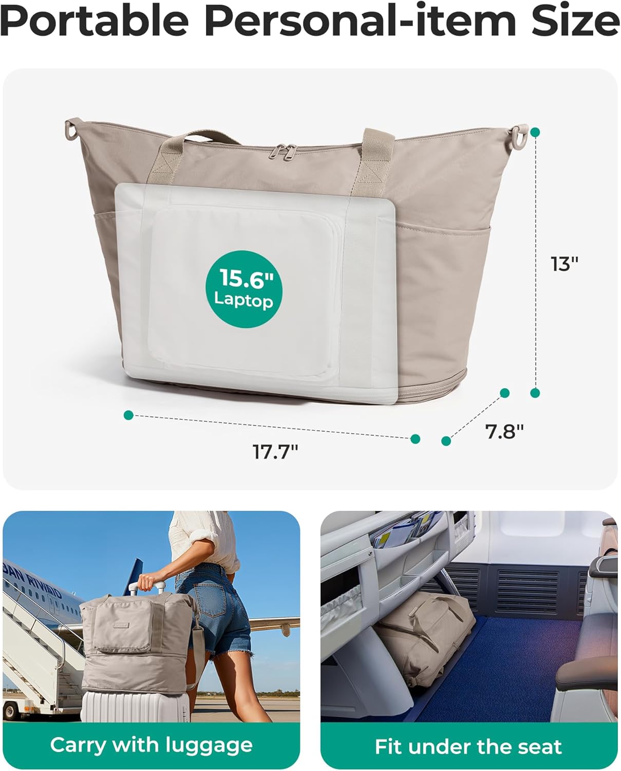 BAGSMART Foldable Travel Bag, 37L Duffle Bag for Travel, Expendable Carry on Weekender Duffel, Lightweight Personal Item Bag