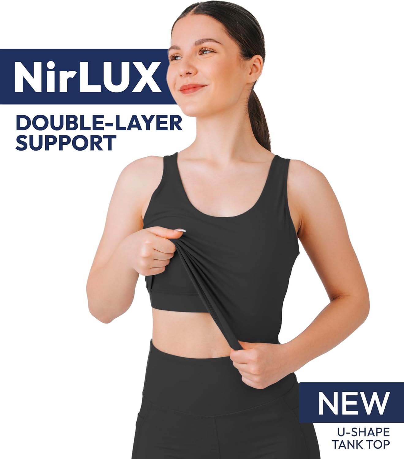 Nirlon U Tank Sports Bra for Women u2013 Scoop Neck Workout Top with Built-in Cups u2013 Ideal for Yoga, Gym & All-Day Comfort Wear