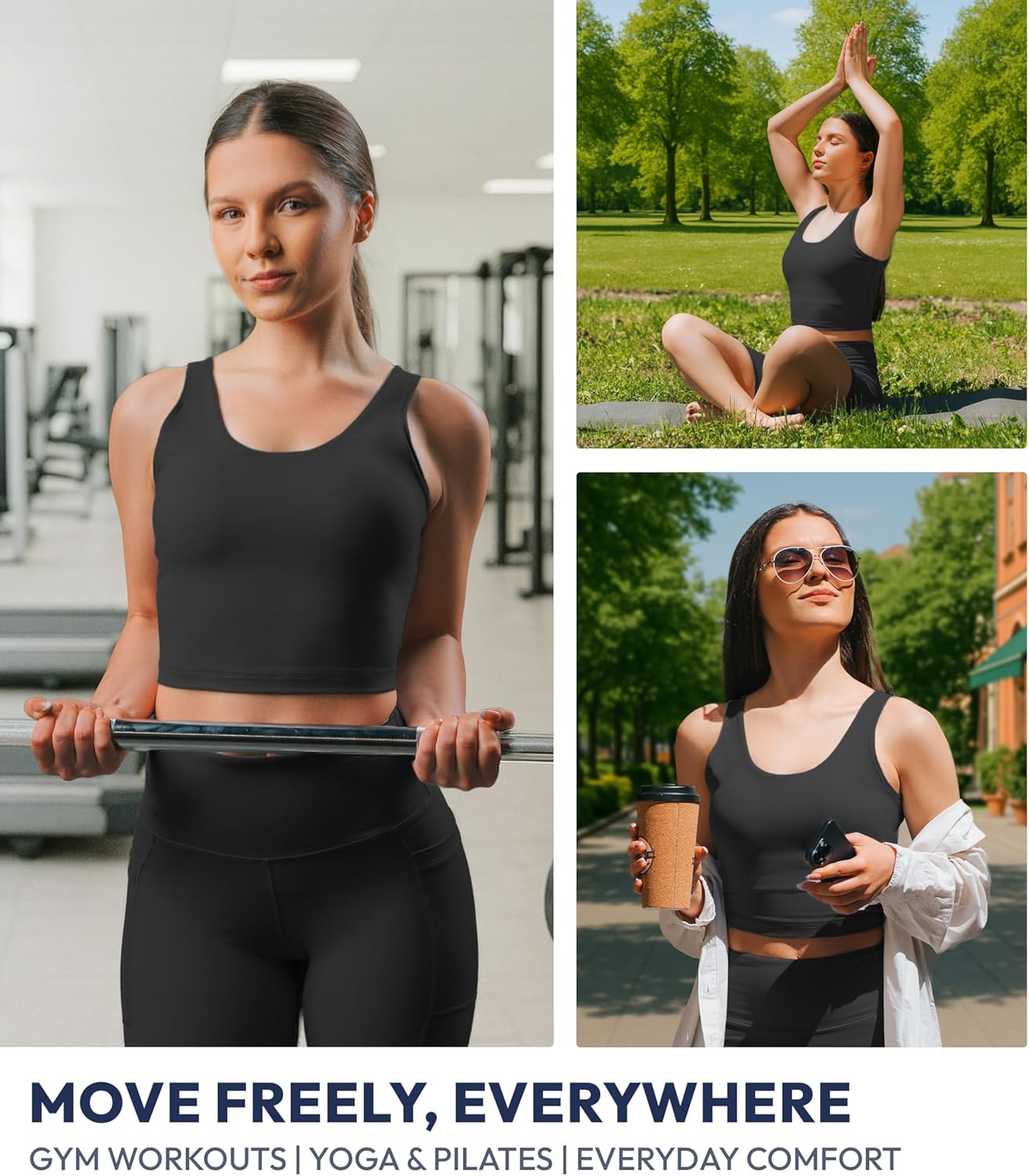 Alternative view of Nirlon U Tank Sports Bra for Women u2013 Scoop Neck Workout Top with Built-in Cups u2013 Ideal for Yoga, Gym & All-Day Comfort Wear