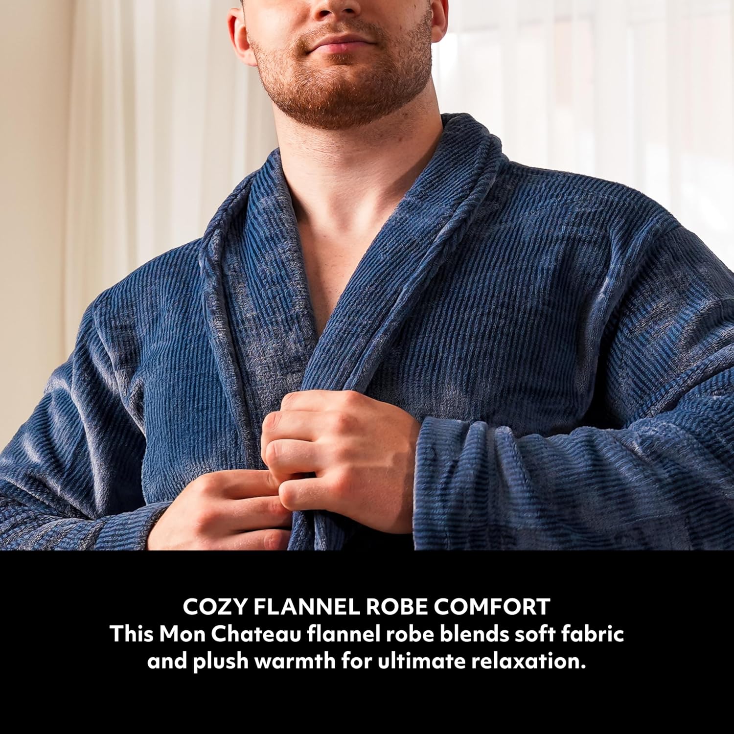 Mon Chateau Flannel Robe, Cozy Unisex Bathrobe for Men & Women, Plush Sleepwear & Lounge Robe for All-Day Relaxation